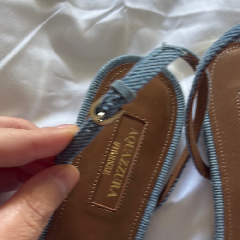 Aquazzura Denim Blue Star Embellished Flats size 7 - Picture 4 of 8